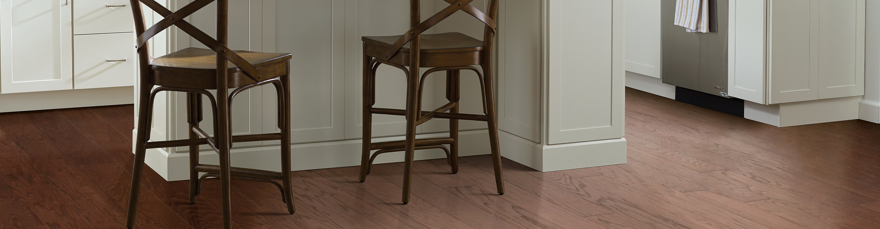red oak hardwood flooring in kitchen