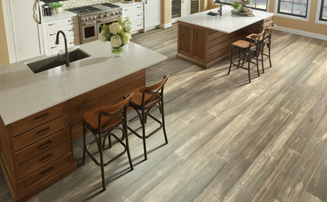 Hardwood in Kitchen with Two Kitchen Islands