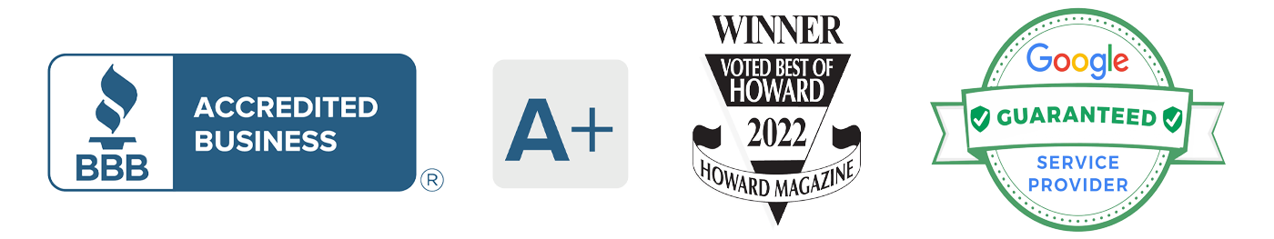Better Business Bureau, Google and Best of Howard logos